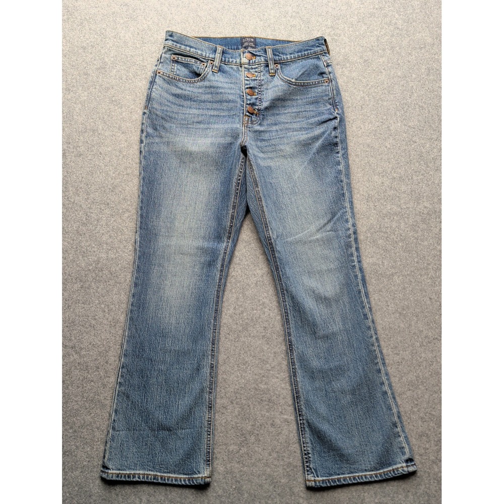 J.Crew Women's High Rise Crop Flare Button Fly Jeans Size 27 Straight Leg